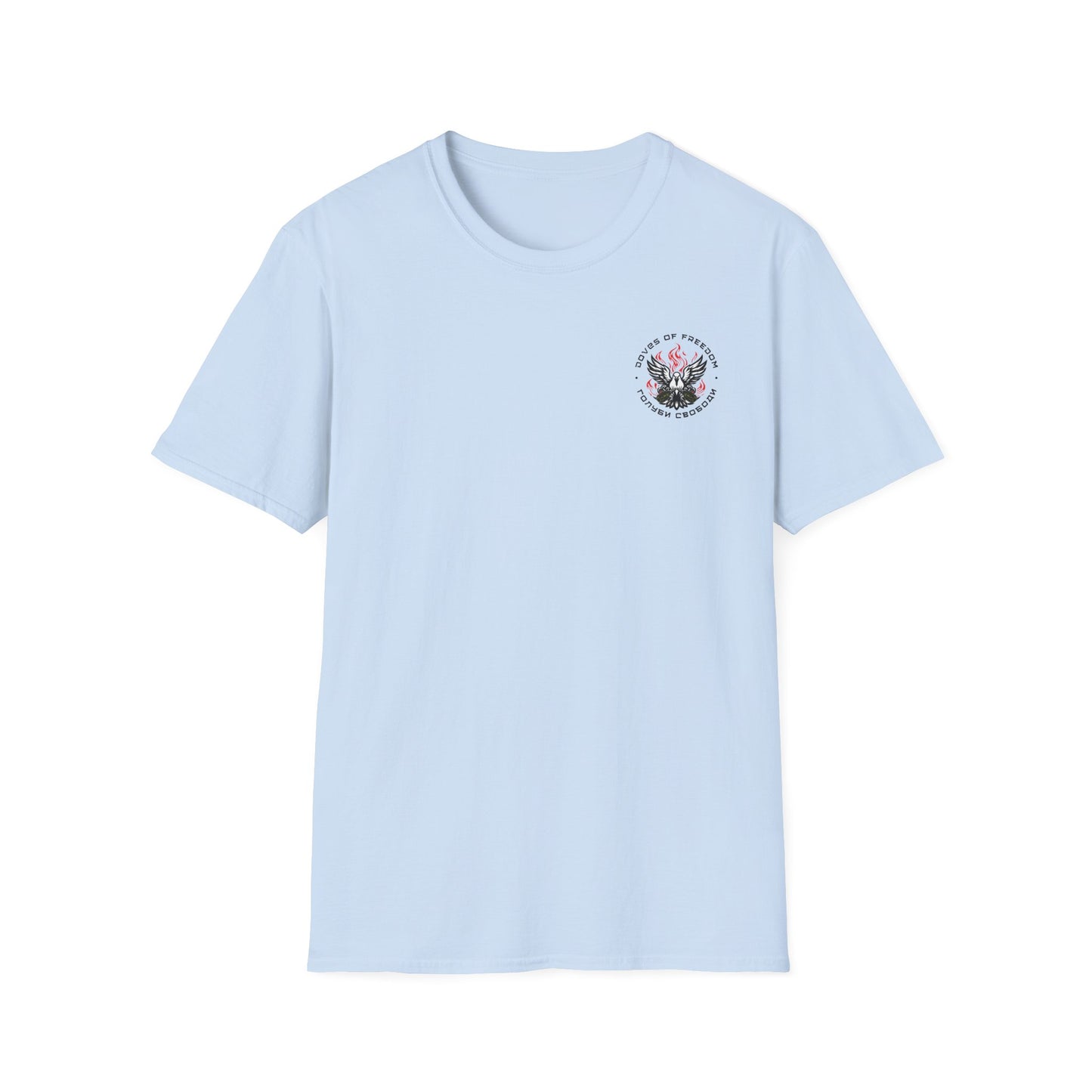 Unisex Tee ''Doves Of Freedom'' DoF Logo Text: Black