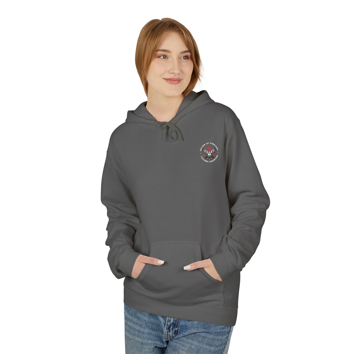Unisex Hoodie '' Doves Of Freedom" Logo Text: White