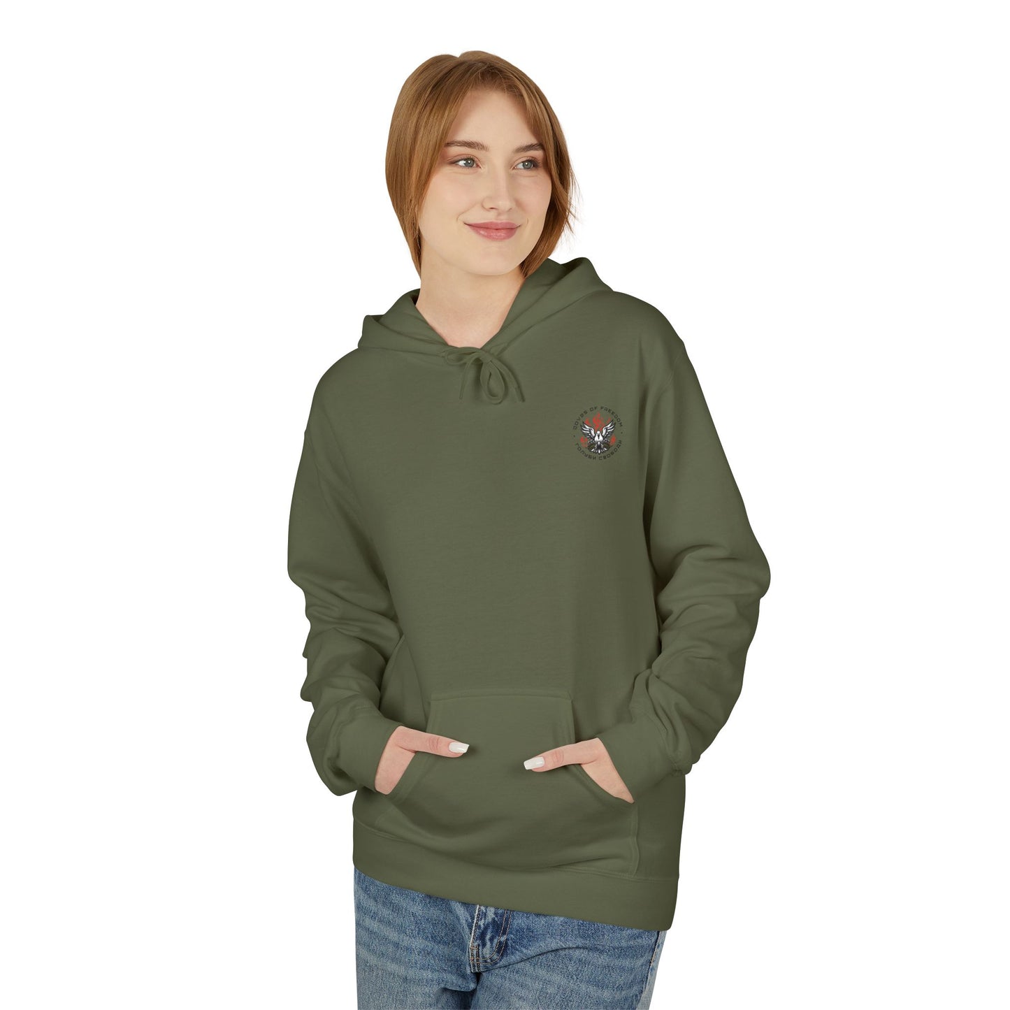 Unisex Hoodie 'Doves Of Freedom'' Text of Logo: Black