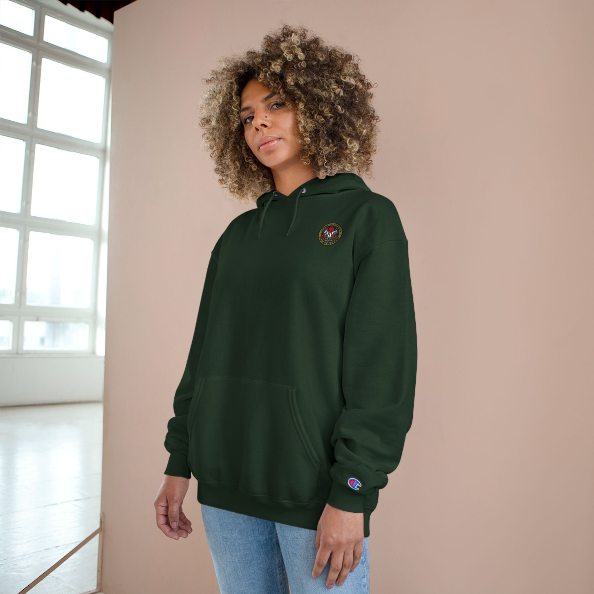 Champion x Doves Of Freedom Hoodie, Warm, Cozy, Dark Green