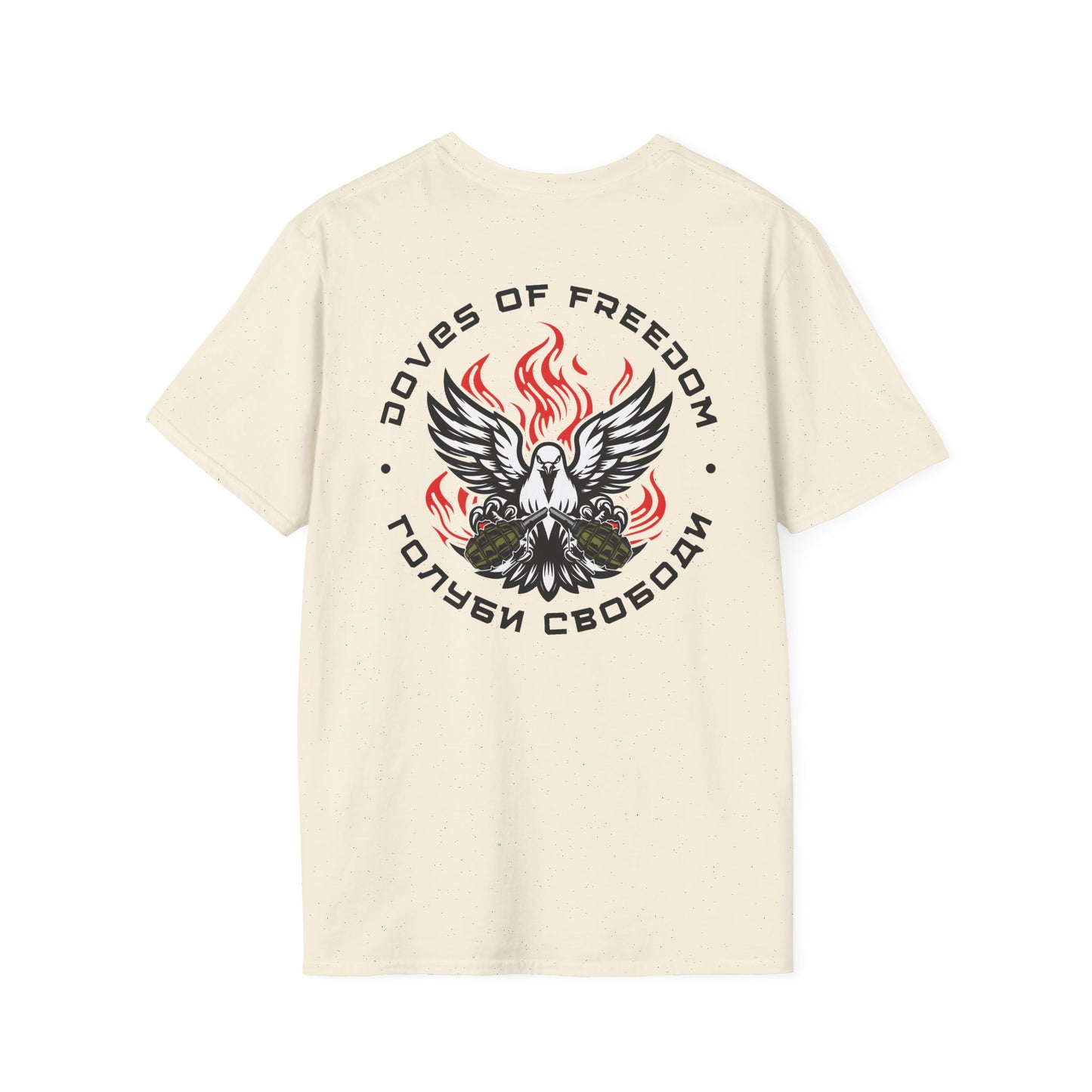 Unisex Tee ''Doves Of Freedom'' DoF Logo Text: Black