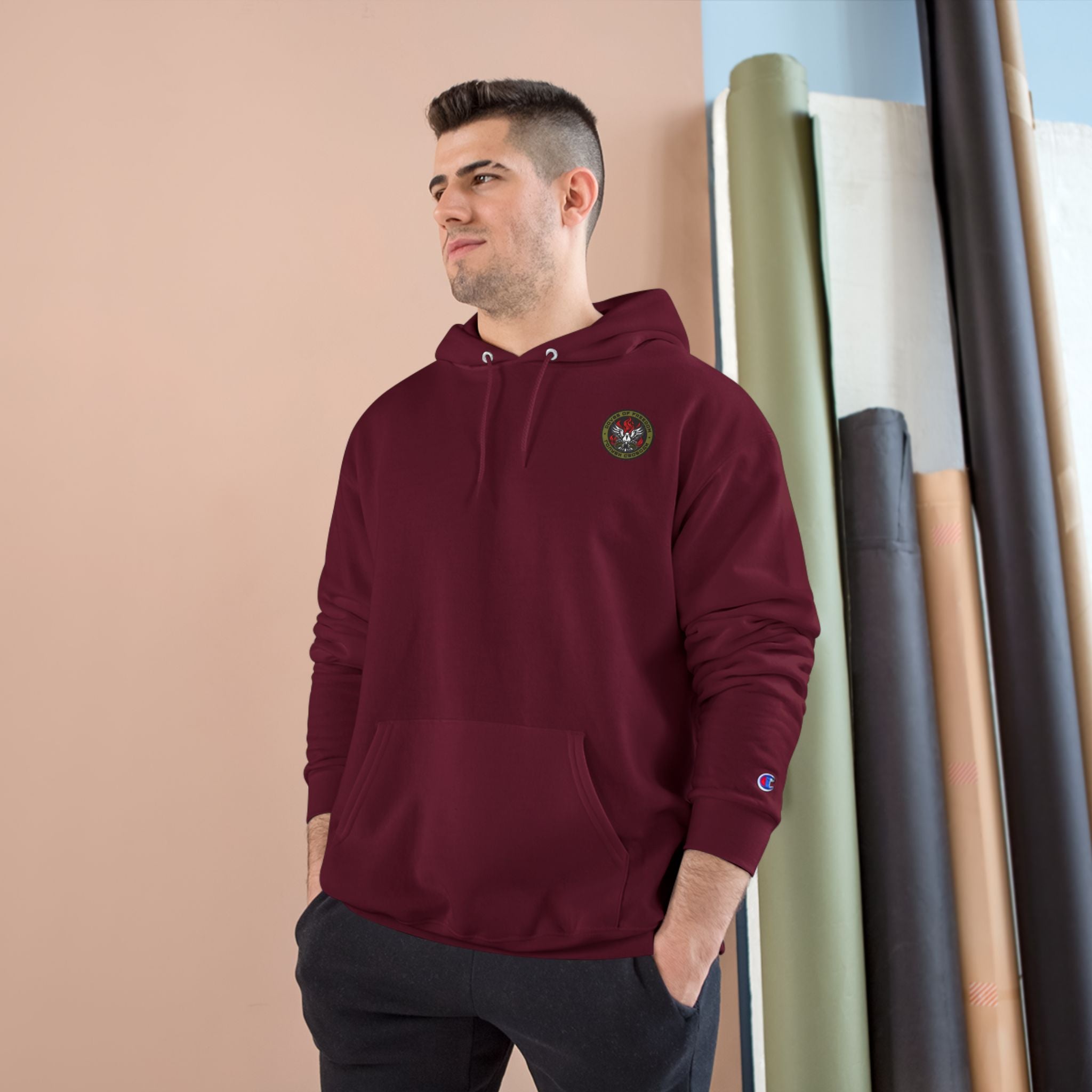 Champion x Doves Of Freedom Hoodie, Warm, Cozy, Cardinal