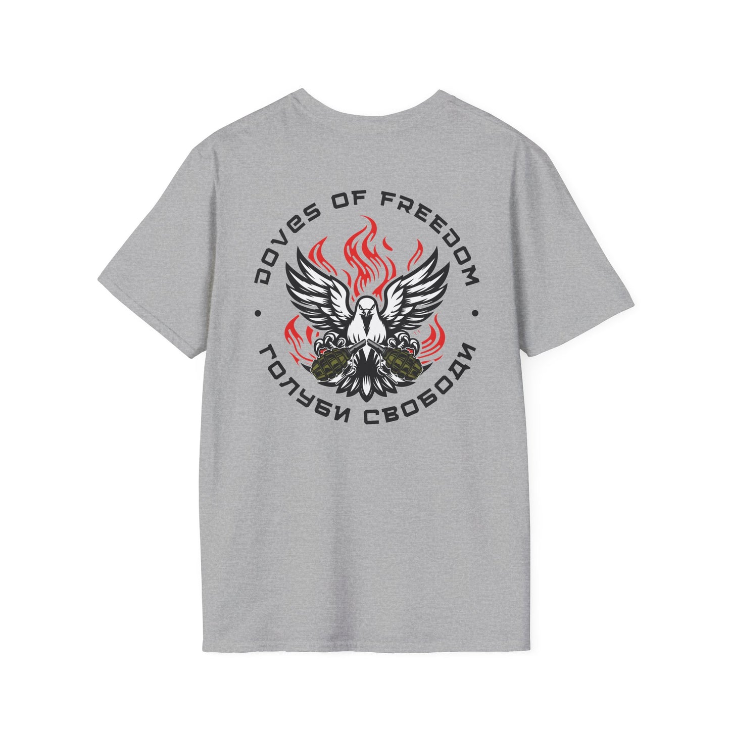 Unisex Tee ''Doves Of Freedom'' DoF Logo Text: Black