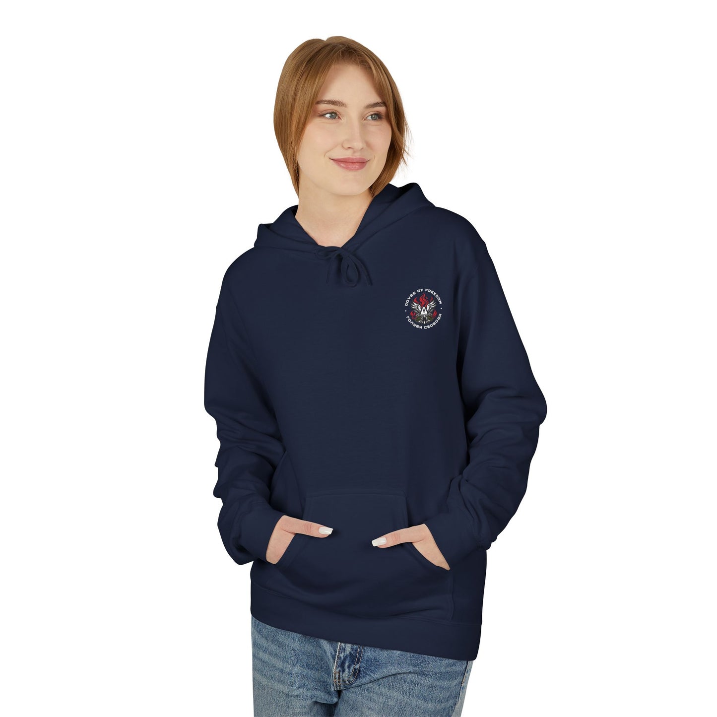 Unisex Hoodie '' Doves Of Freedom" Logo Text: White
