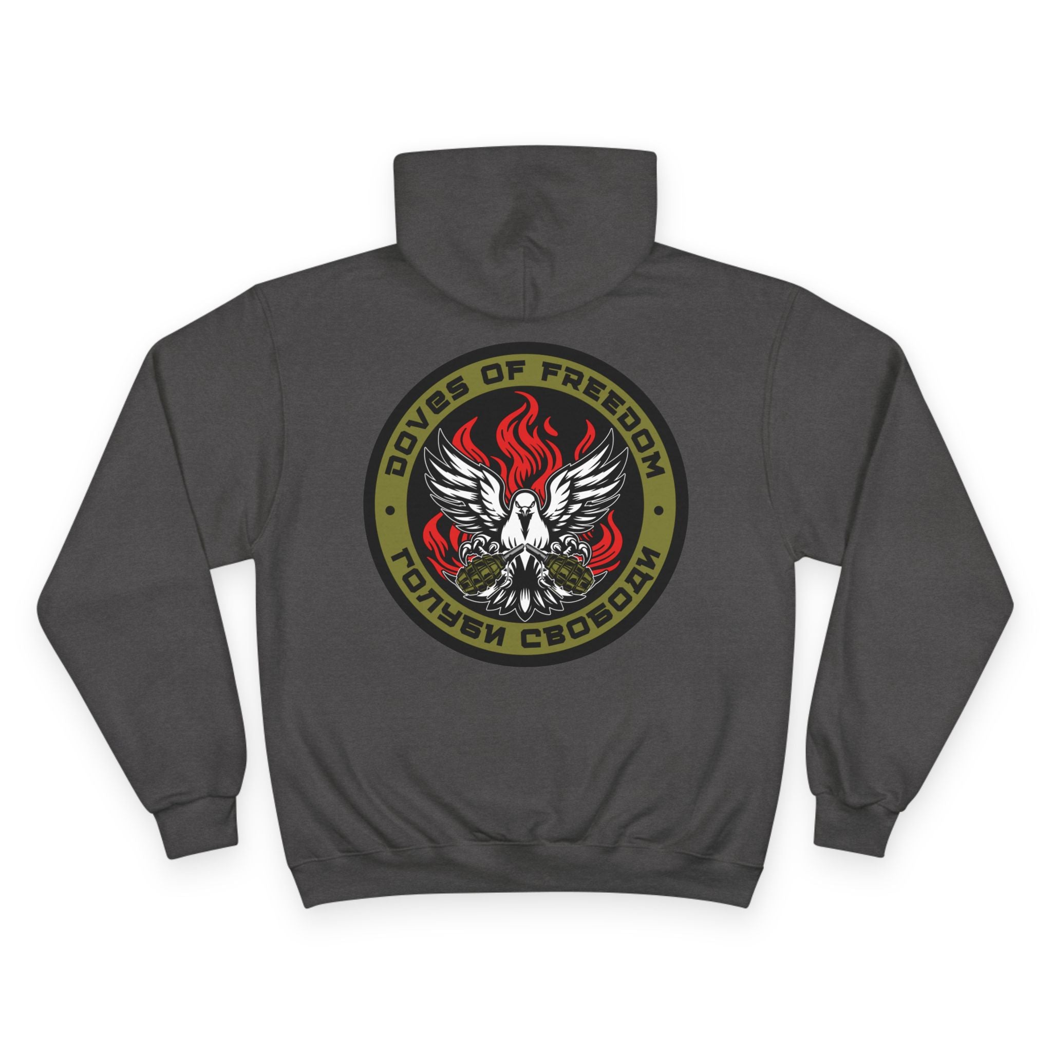 Champion x Doves Of Freedom Hoodie, Warm, Cozy, Graphite Grey