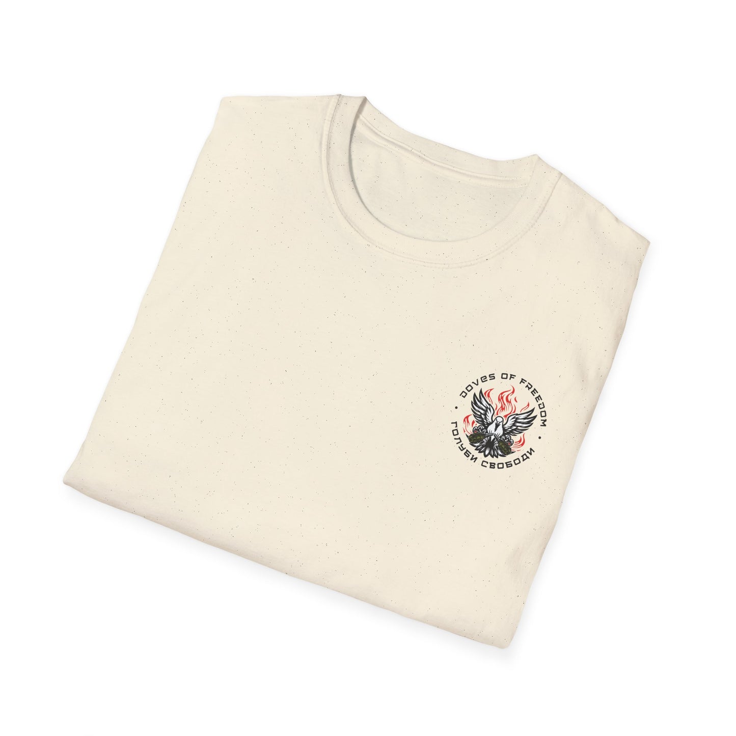 Unisex Tee ''Doves Of Freedom'' DoF Logo Text: Black