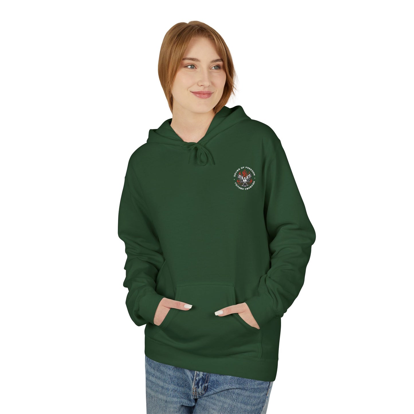 Unisex Hoodie '' Doves Of Freedom" Logo Text: White