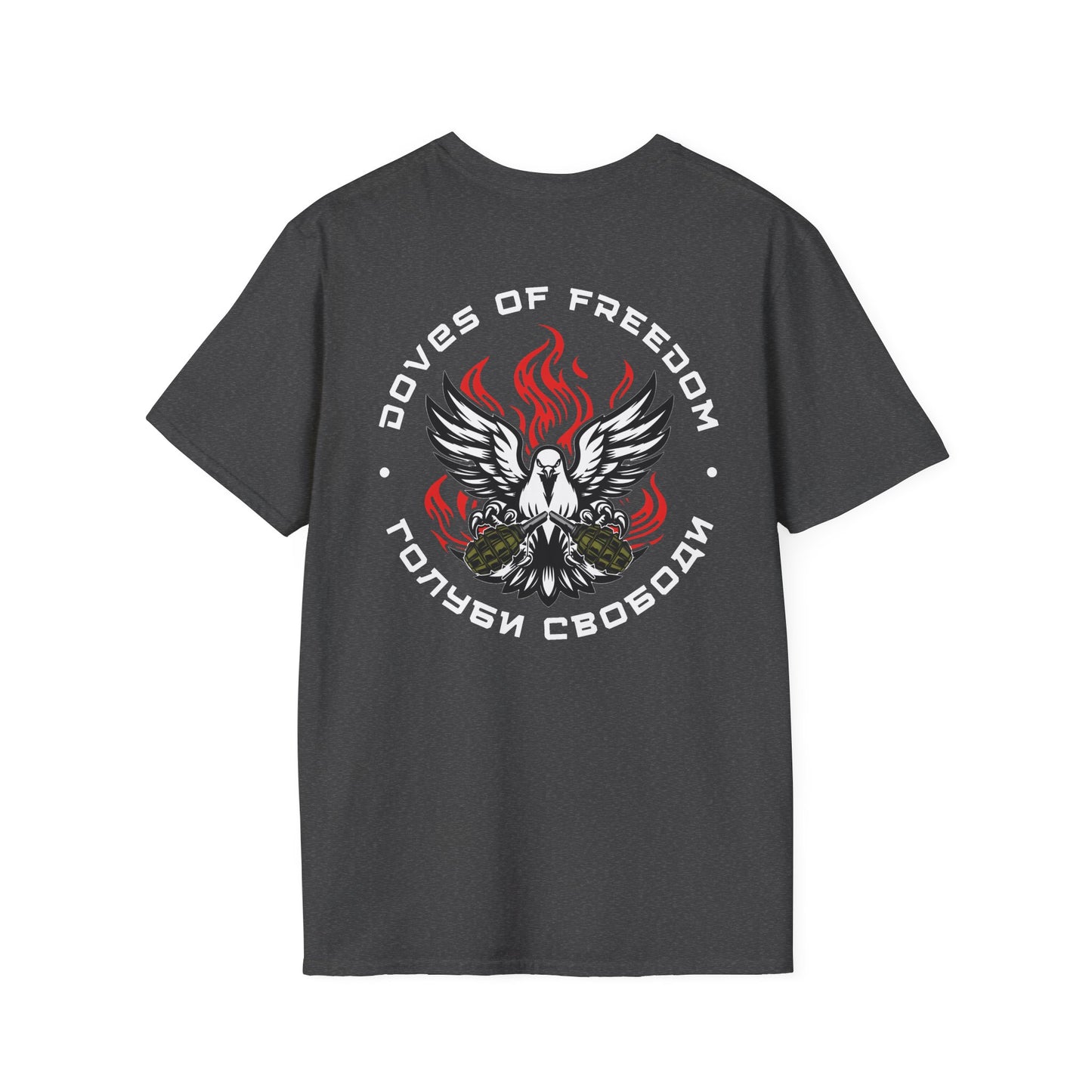 Unisex Tee ''Doves Of Freedom'' DoF Logo text: White