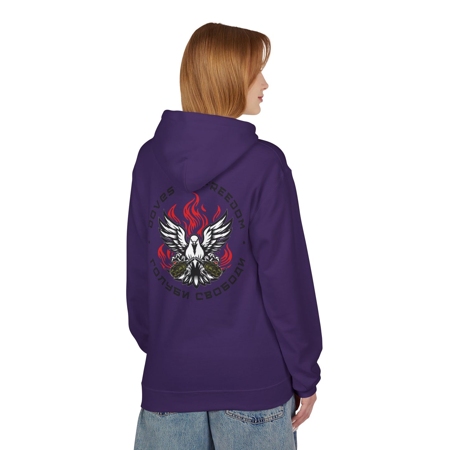 Unisex Hoodie 'Doves Of Freedom'' Text of Logo: Black