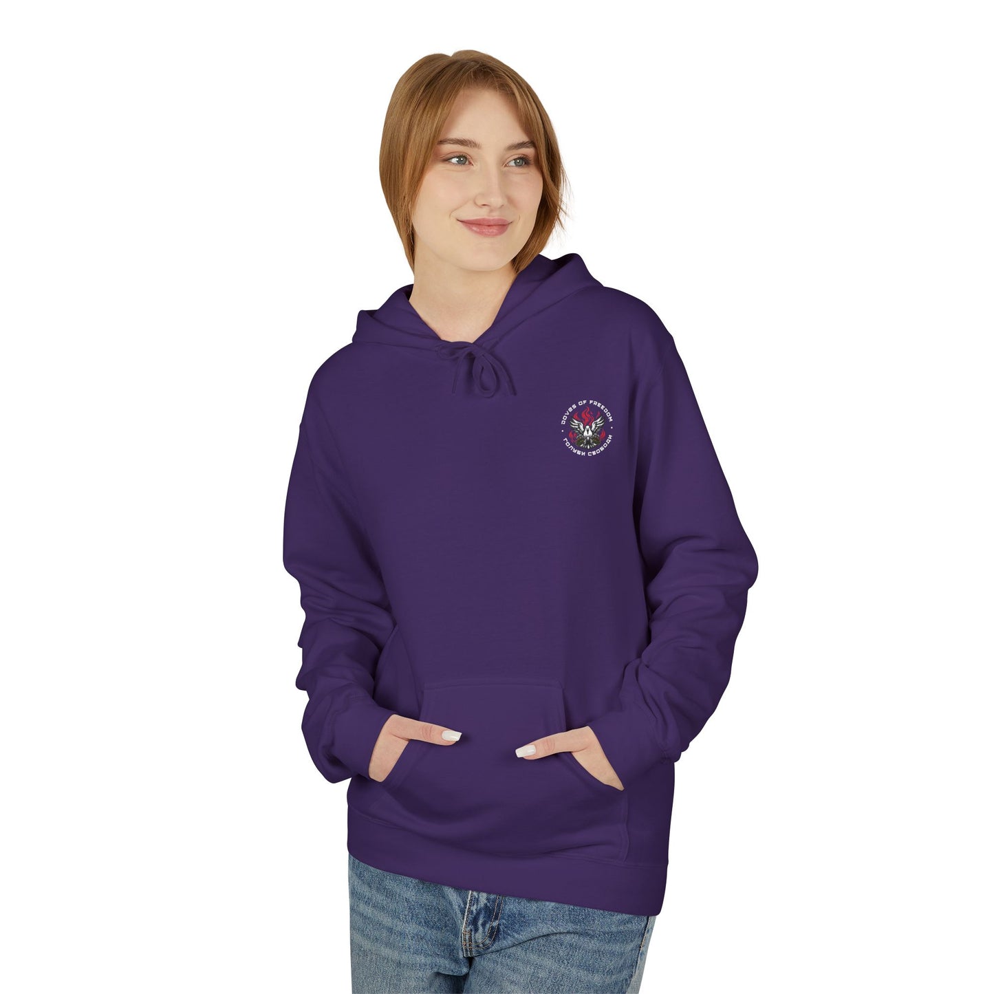 Unisex Hoodie '' Doves Of Freedom" Logo Text: White