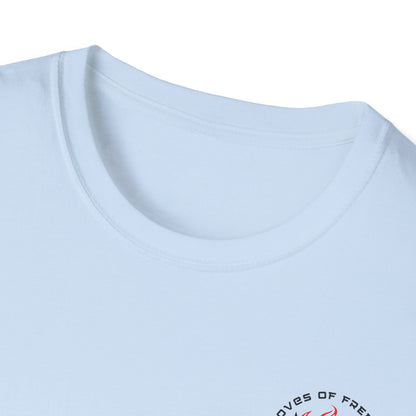 Unisex Tee ''Doves Of Freedom'' DoF Logo Text: Black