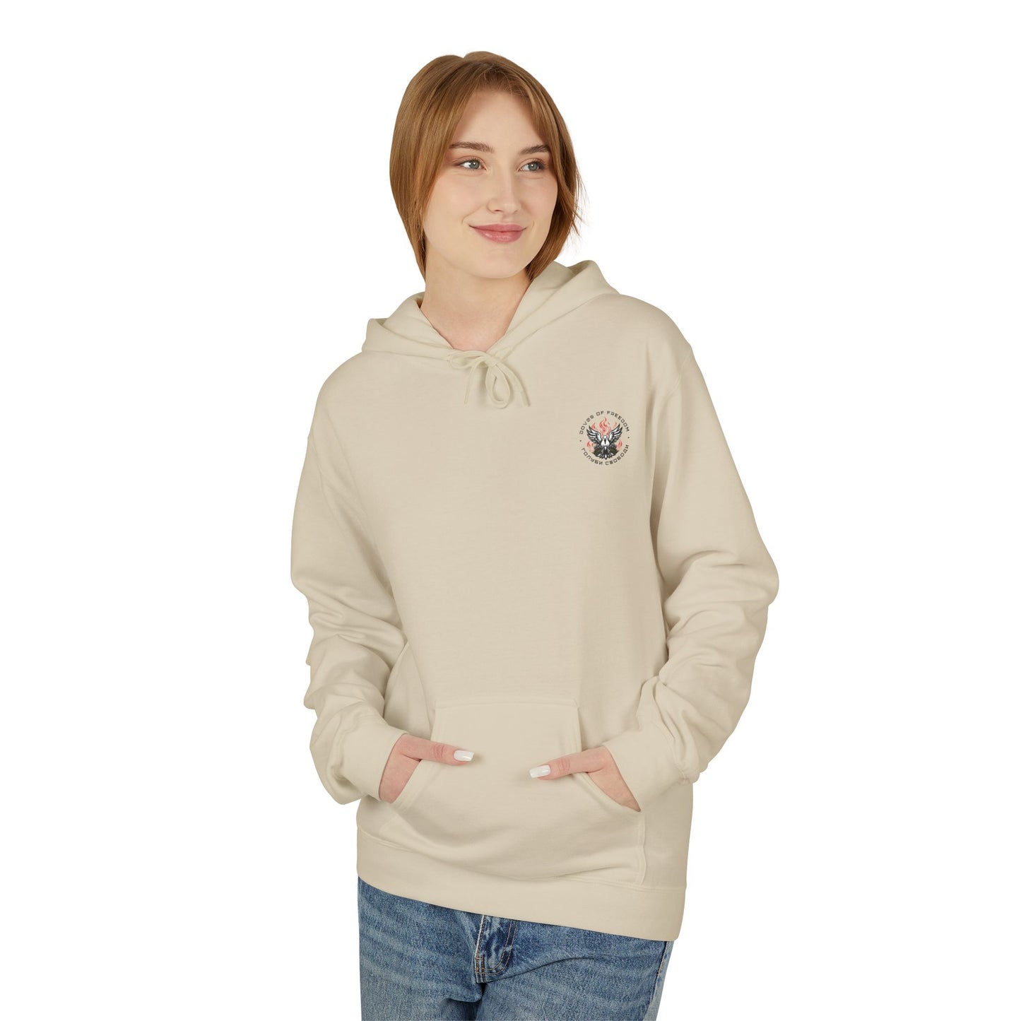 Unisex Hoodie 'Doves Of Freedom'' Text of Logo: Black