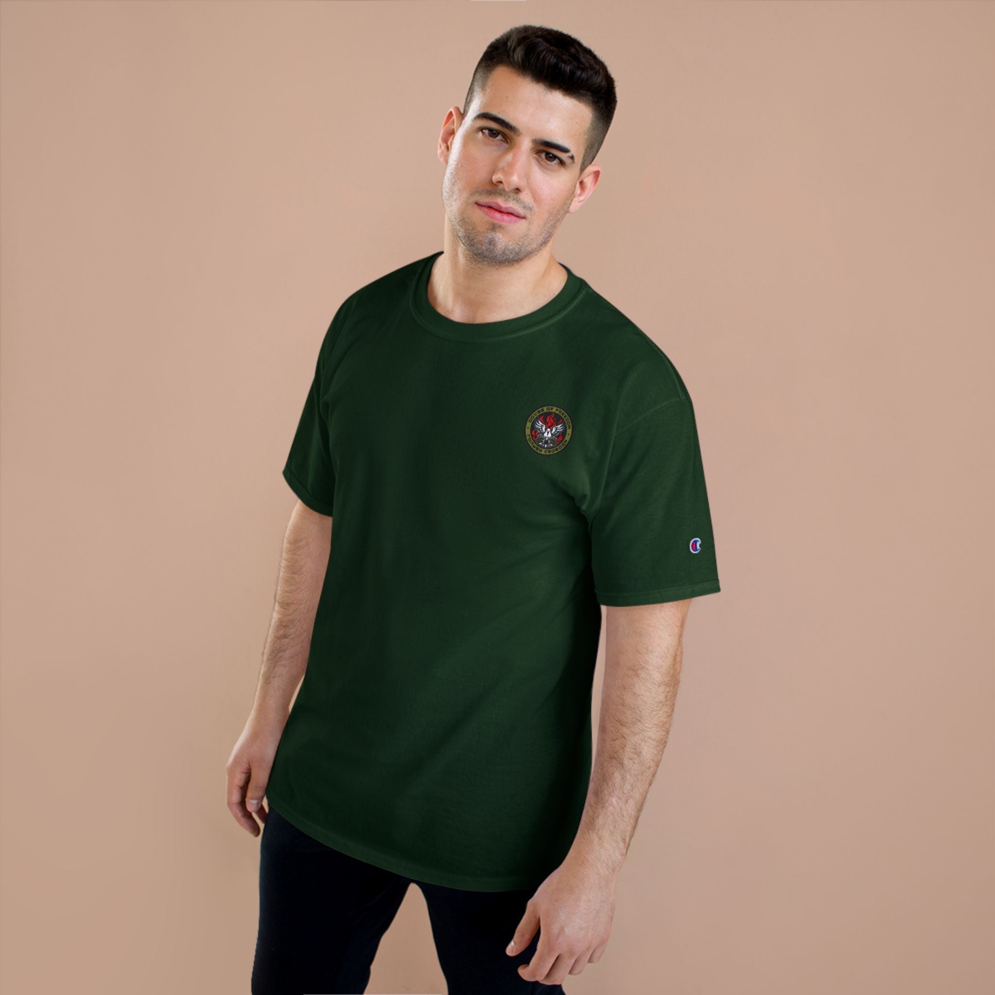 Champion x Doves Of Freedom Tee, Casual Wear, Dark Green