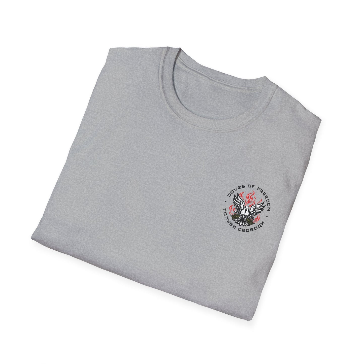 Unisex Tee ''Doves Of Freedom'' DoF Logo Text: Black