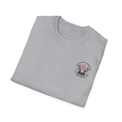 Unisex Tee ''Doves Of Freedom'' DoF Logo Text: Black